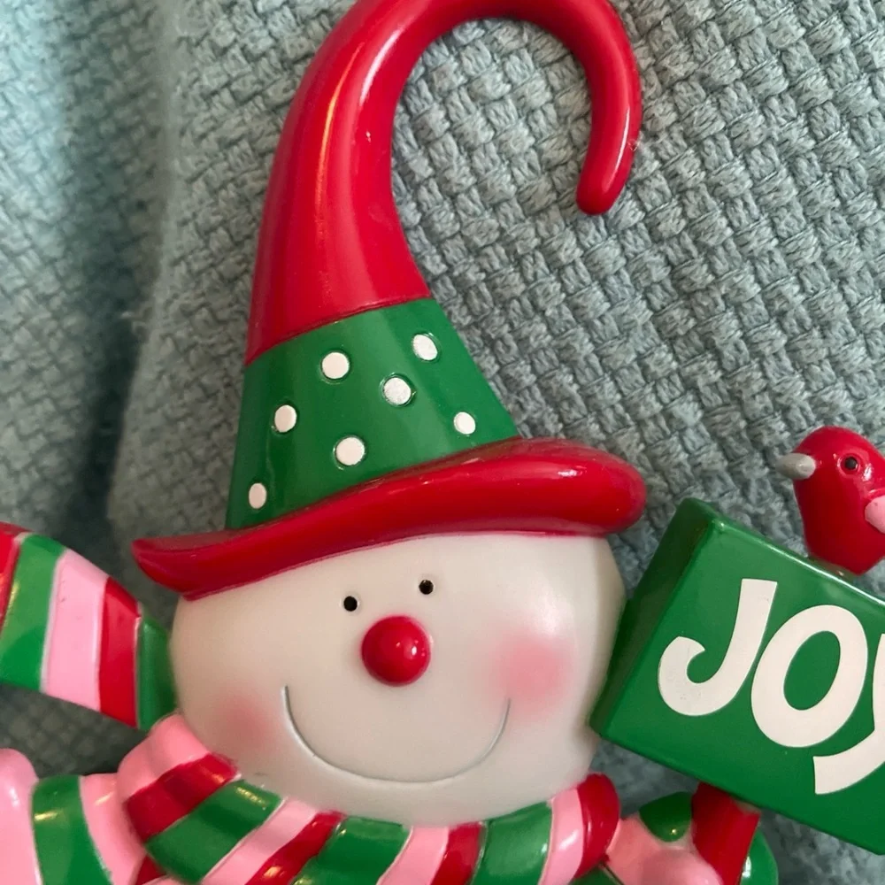 Plastic Snowman Door Hanger JSNY Joy Vintage Christmas Holiday Decoration